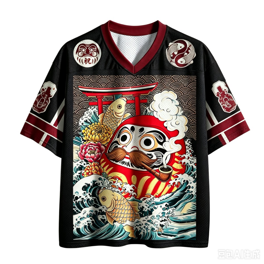 Men'S Fashion V Neck T Shirts - Dharma Koi Ukiyo-e 3D Print Quick-dry