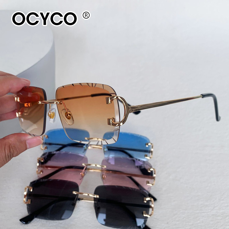 Men'S Fashion Rimless Glasses - Square Rimless Sunglasses Men Luxury Brand