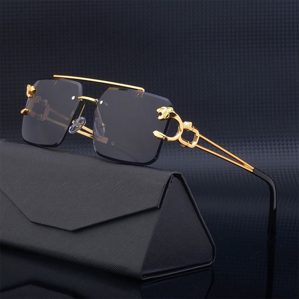 Men'S Fashion Rimless Glasses - Fashion Leopard Rimless Square Double Bridge