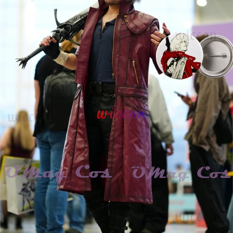 Dante Cosplay Red Long Trench  - Trench Coat Men ulasan dan harga