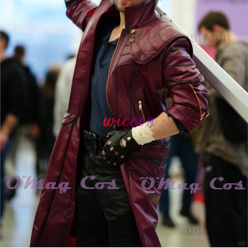 Dante Cosplay Red Long Trench  - Trench Coat Men ulasan dan harga