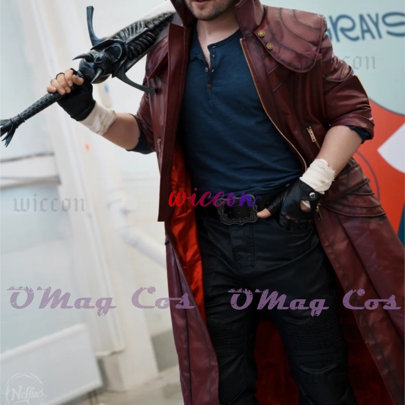 Dante Cosplay Red Long Trench  - Trench Coat Men ulasan dan harga