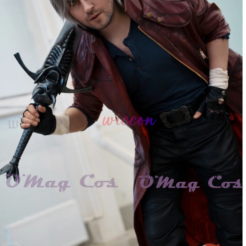 Dante Cosplay Red Long Trench  - Trench Coat Men ulasan dan harga