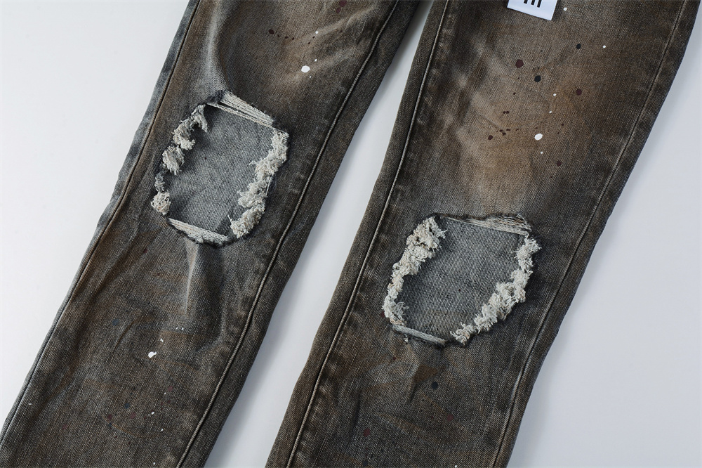 Men Fashion American Jeans Hig - Skinny Jeans Ripped ulasan dan harga