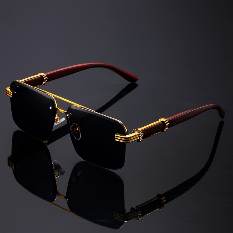 Trend Double Beam Rectangle Su - Men'S Fashion Rimless Glasses ulasan dan harga