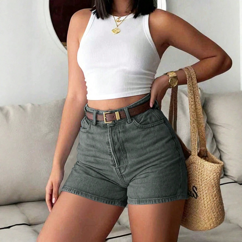 Women Summer Denim Shorts High - Skinny Jeans Ripped ulasan dan harga
