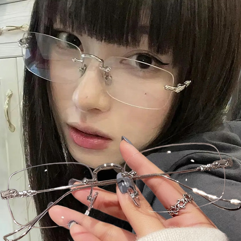 Transparent Rectangle Rimless  - Men'S Fashion Rimless Glasses ulasan dan harga