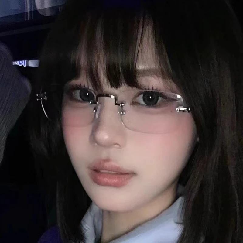 Transparent Rectangle Rimless  - Men'S Fashion Rimless Glasses ulasan dan harga
