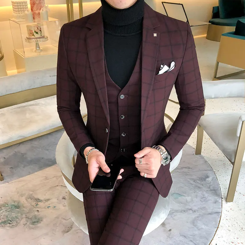 Blazer and Vest and Pants / Bo - Men'S Dress Pants Fashion ulasan dan harga