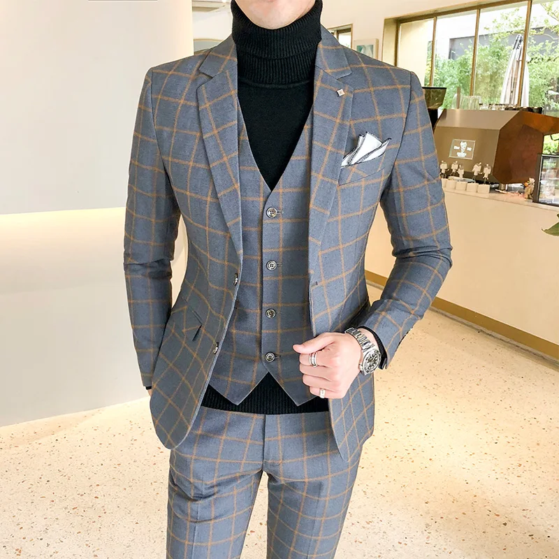 Blazer and Vest and Pants / Bo - Men'S Dress Pants Fashion ulasan dan harga