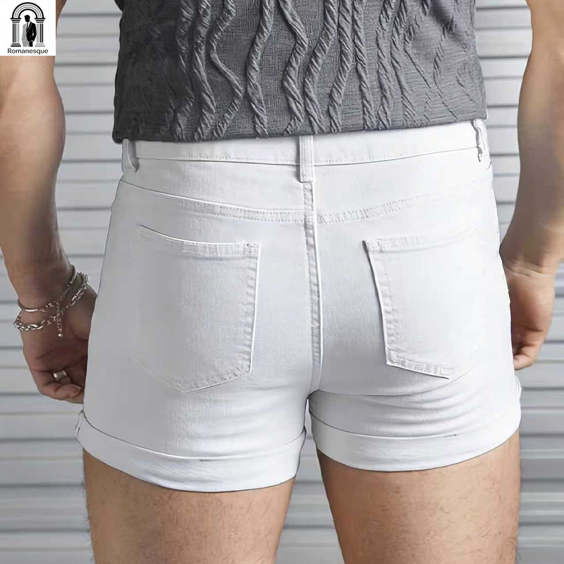 Men's Sexy Slim Fit White Deni - Skinny Jeans Ripped ulasan dan harga