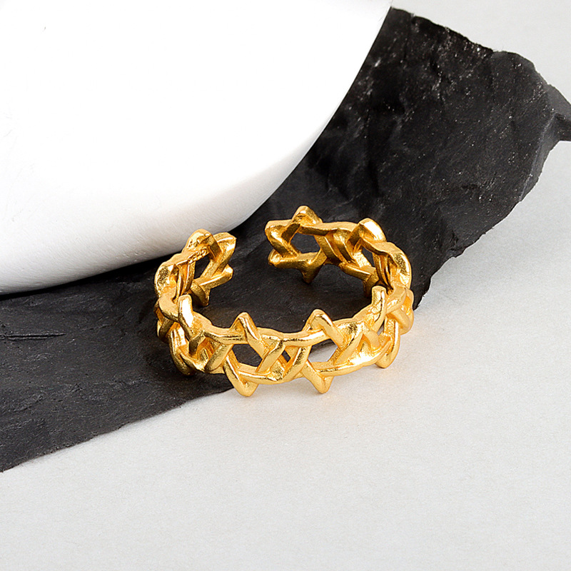 Gold Color Geometric Hexagram  - Men'S Fashion Today ulasan dan harga