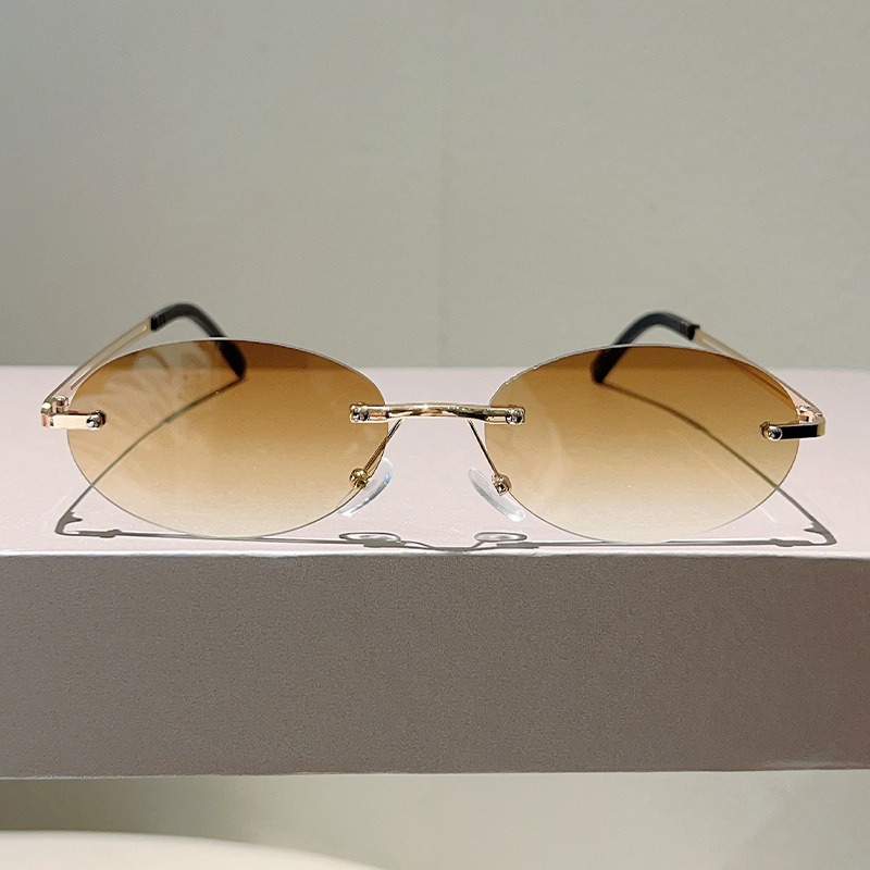 Rimless Oval Sunglasses Men Fa - Men'S Fashion Rimless Glasses ulasan dan harga