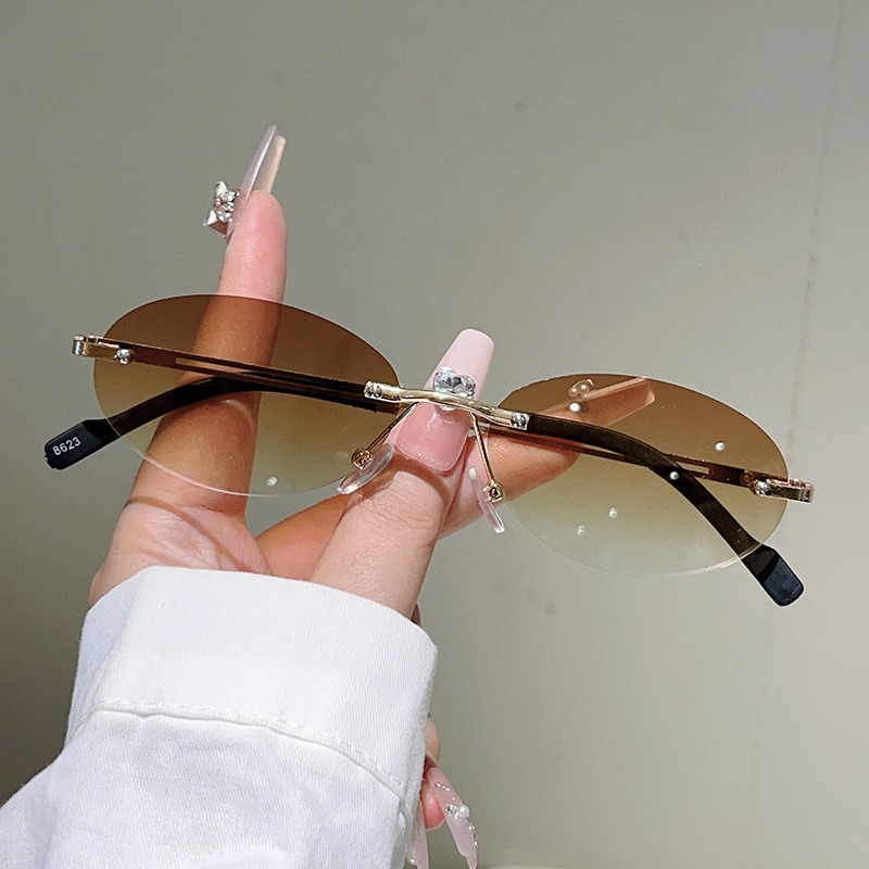 Rimless Oval Sunglasses Men Fa - Men'S Fashion Rimless Glasses ulasan dan harga