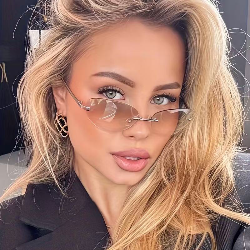 Rimless Oval Sunglasses Women  - Men'S Fashion Rimless Glasses ulasan dan harga