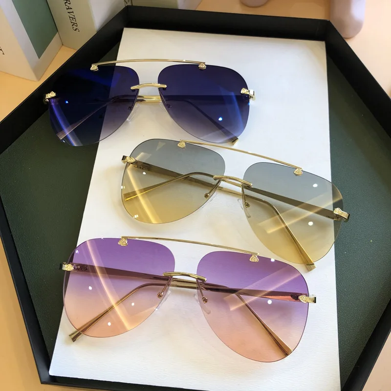Vintage Rimless Alloy Aviation - Men'S Fashion Rimless Glasses ulasan dan harga