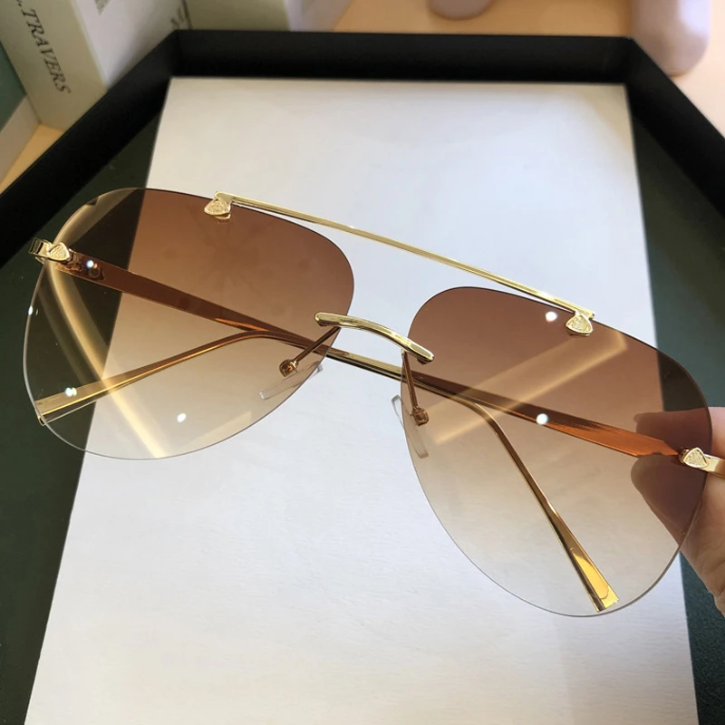 Vintage Rimless Alloy Aviation - Men'S Fashion Rimless Glasses ulasan dan harga