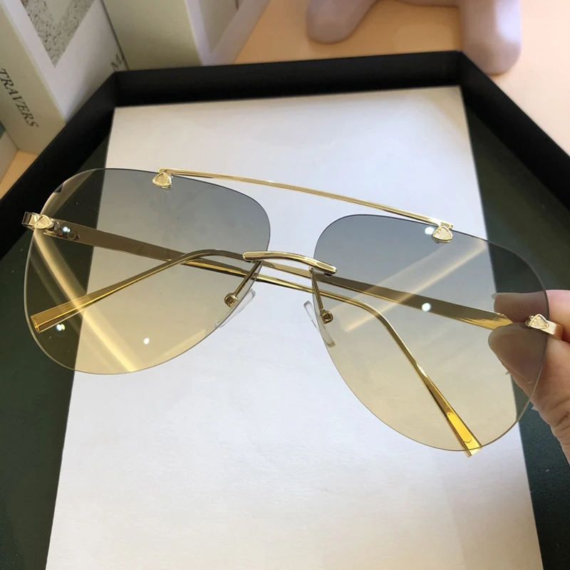 Vintage Rimless Alloy Aviation - Men'S Fashion Rimless Glasses ulasan dan harga