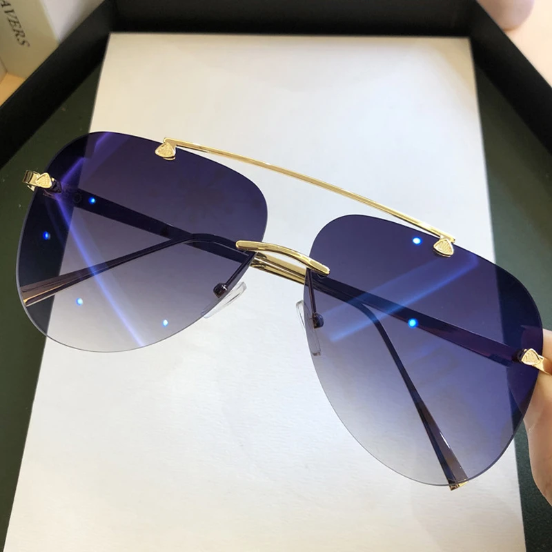 Vintage Rimless Alloy Aviation - Men'S Fashion Rimless Glasses ulasan dan harga