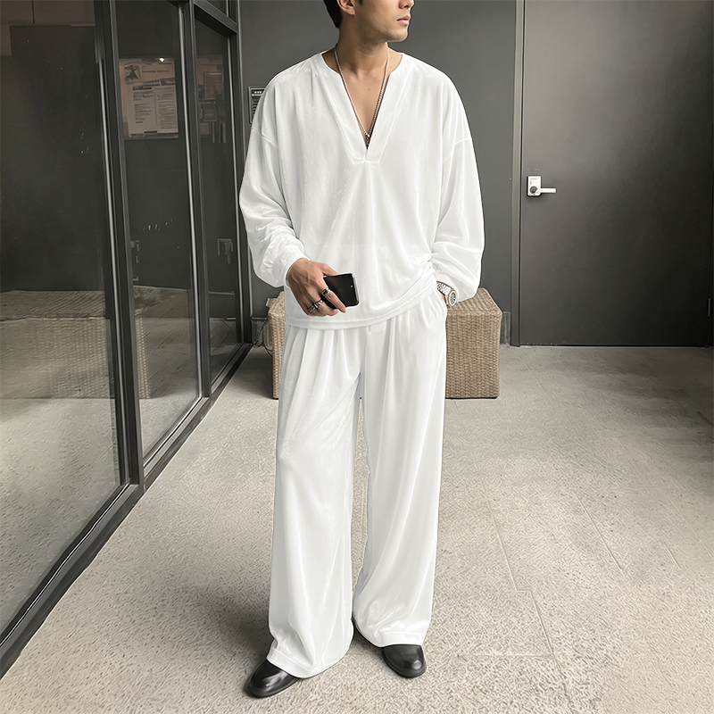 INCERUN Men's Sets Solid Color - Men'S Fashion V Neck T Shirts ulasan dan harga