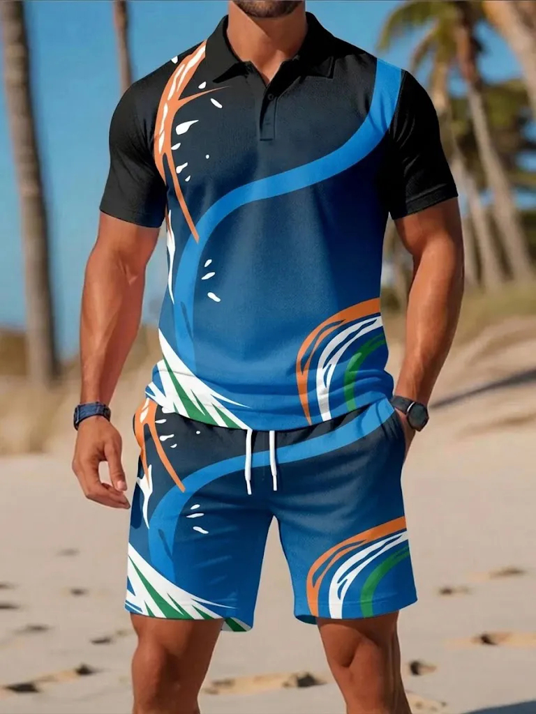 Men's Summer Tee Set Fashion B - Men'S Fashion Polo Shirt ulasan dan harga