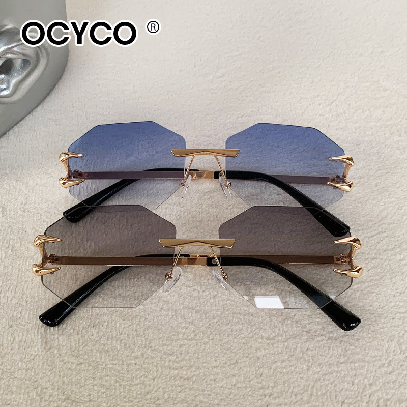 Fashion Polygon Rimless Sungla - Men'S Fashion Rimless Glasses ulasan dan harga