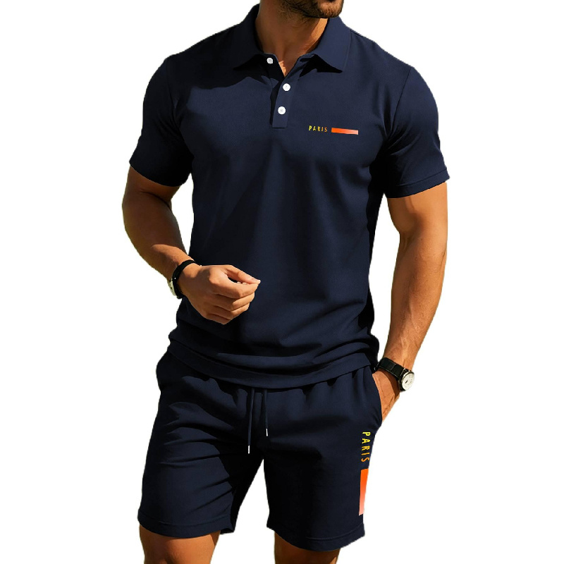 PARIS Print Men's high-end sum - Men'S Fashion Polo Shirt ulasan dan harga