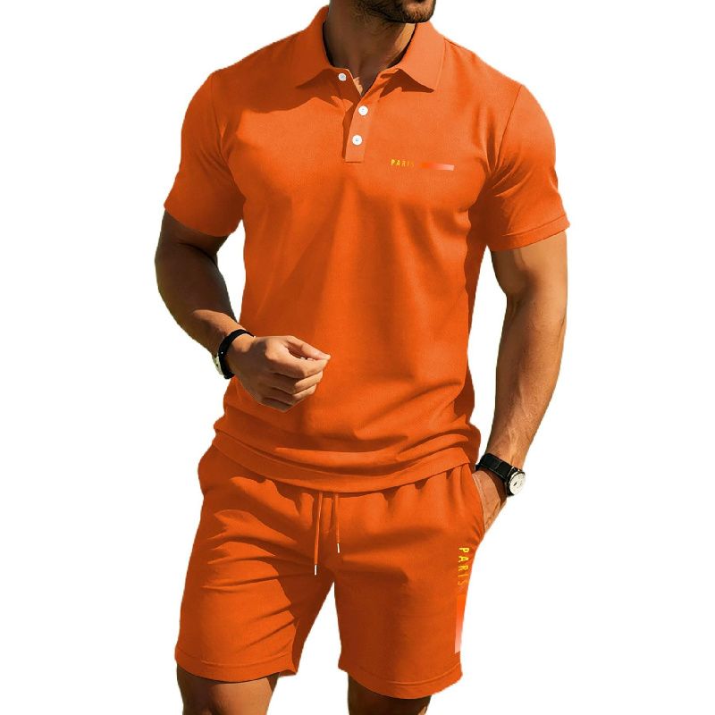 PARIS Print Men's high-end sum - Men'S Fashion Polo Shirt ulasan dan harga