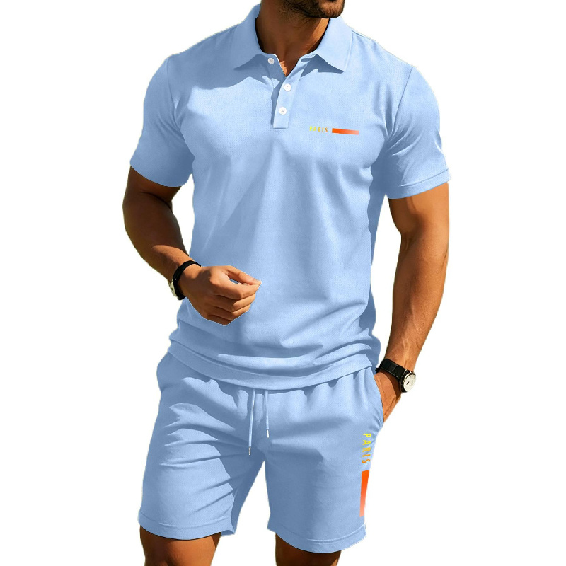 PARIS Print Men's high-end sum - Men'S Fashion Polo Shirt ulasan dan harga