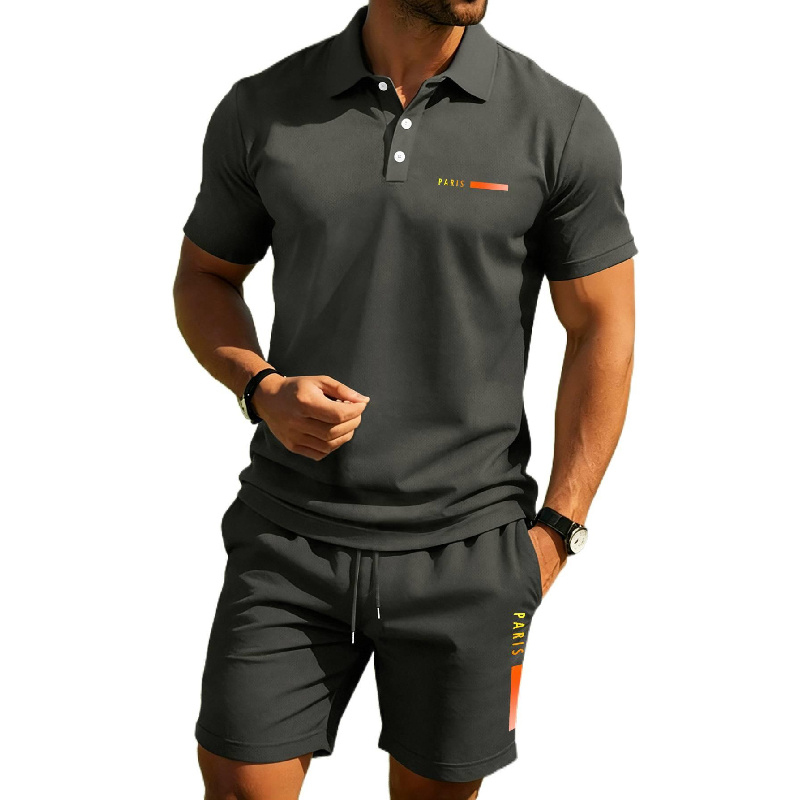 PARIS Print Men's high-end sum - Men'S Fashion Polo Shirt ulasan dan harga
