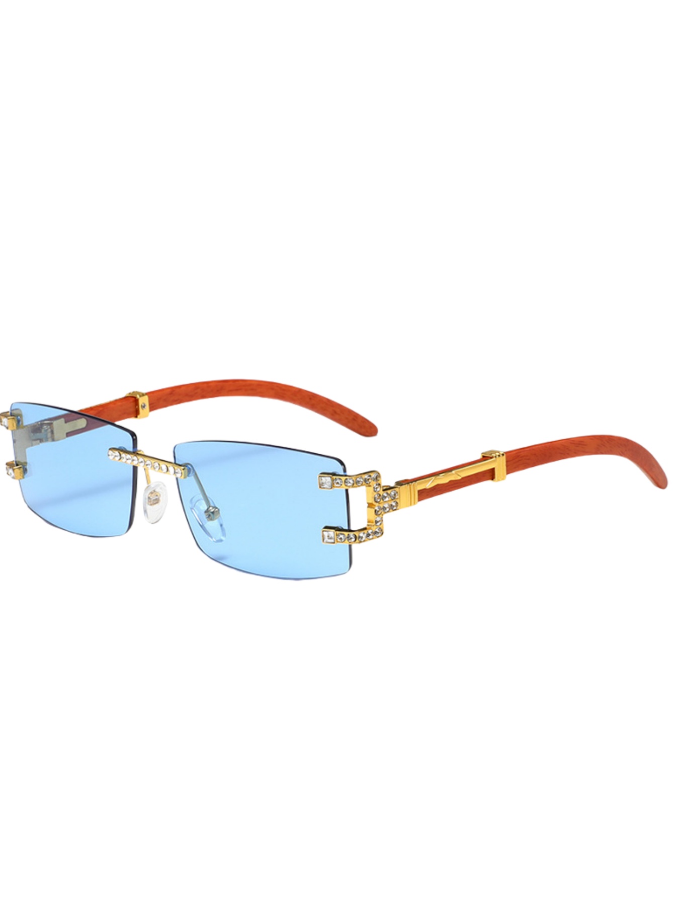 Wood leg retro fashion sunglas - Men'S Fashion Rimless Glasses ulasan dan harga