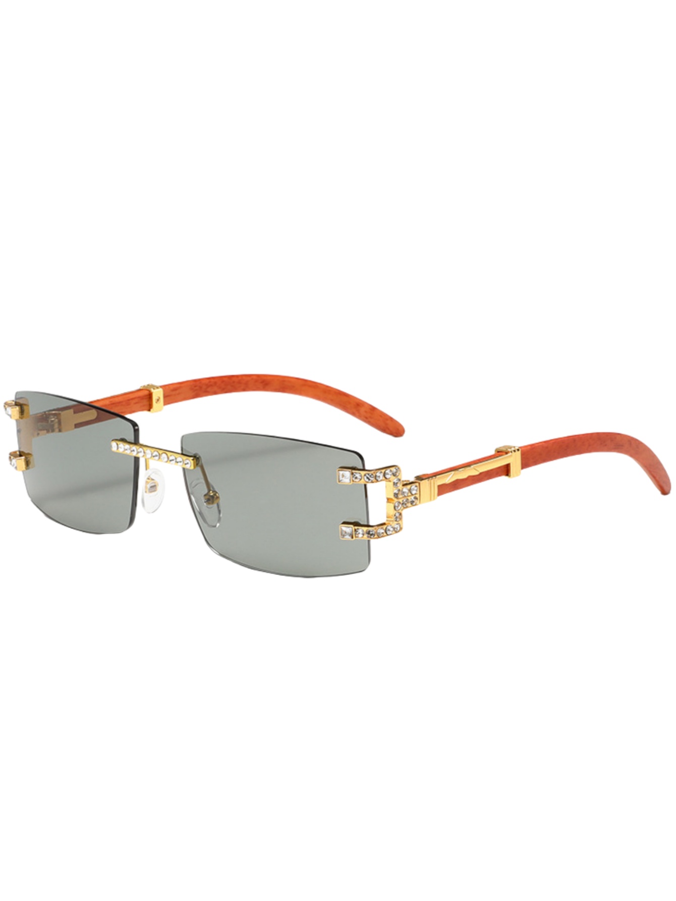 Wood leg retro fashion sunglas - Men'S Fashion Rimless Glasses ulasan dan harga