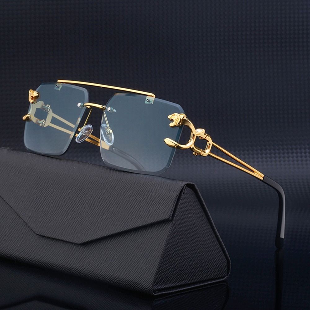 Fashion Leopard Rimless Square - Men'S Fashion Rimless Glasses ulasan dan harga