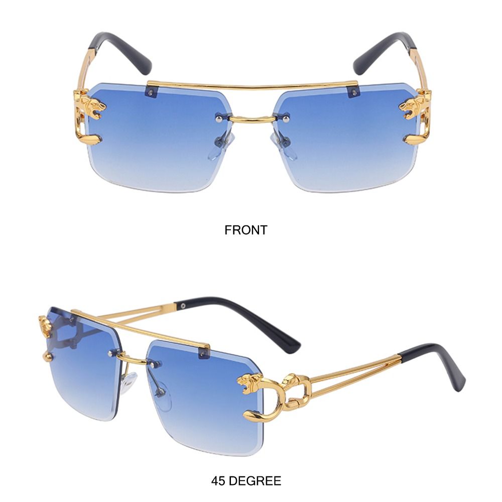 Fashion Leopard Rimless Square - Men'S Fashion Rimless Glasses ulasan dan harga