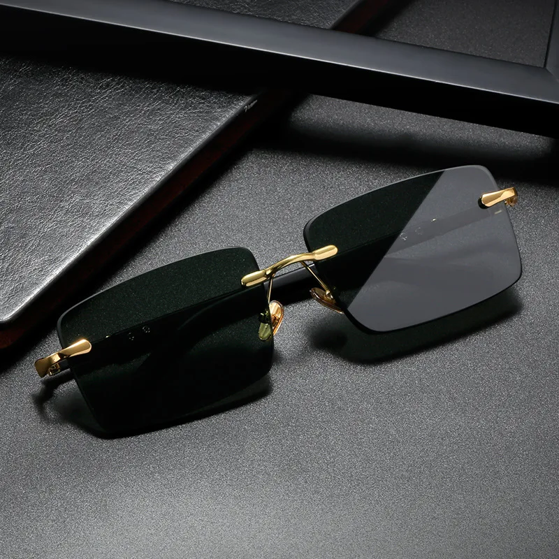 Fashion Rectangle Sunglasses M - Men'S Fashion Rimless Glasses ulasan dan harga
