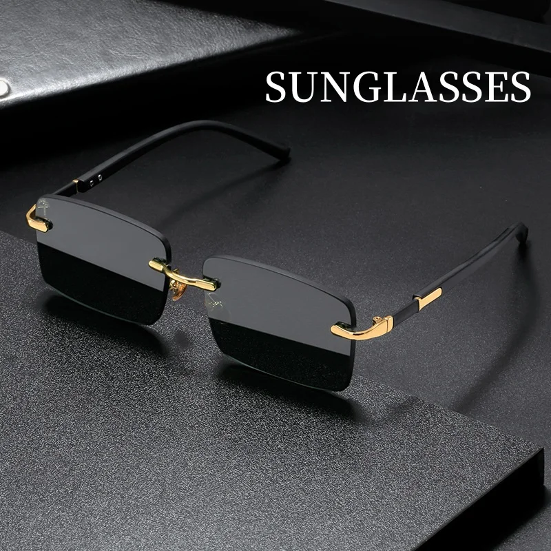 Fashion Rectangle Sunglasses M - Men'S Fashion Rimless Glasses ulasan dan harga