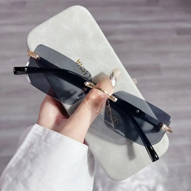 Fashion Rectangle Sunglasses M - Men'S Fashion Rimless Glasses ulasan dan harga