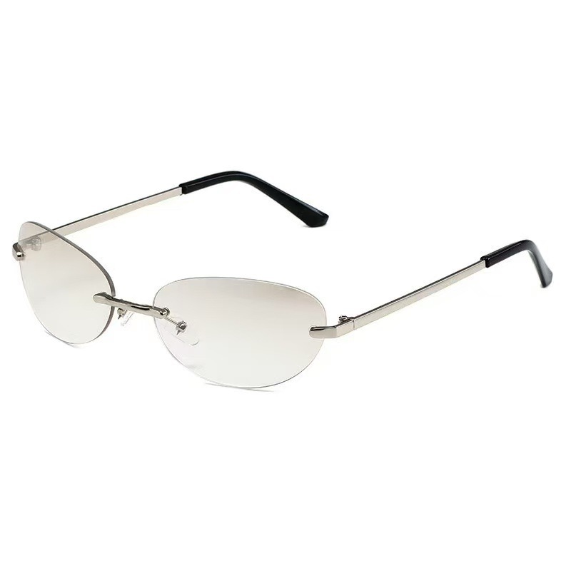 Rimless  Oval Sun Glasses for  - Men'S Fashion Rimless Glasses ulasan dan harga