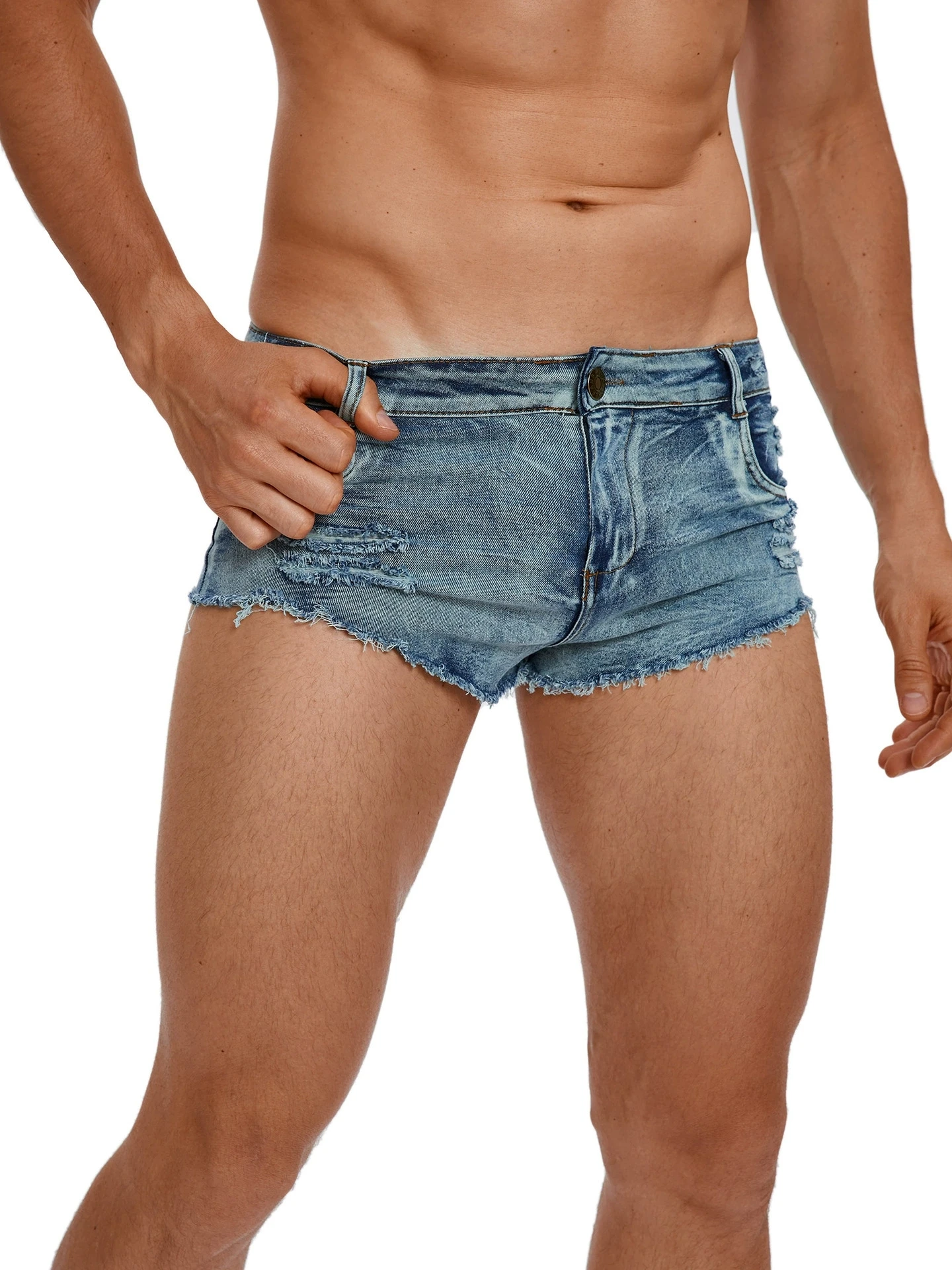 Men's Low Waist Jeans Shorts F - Skinny Jeans Ripped ulasan dan harga