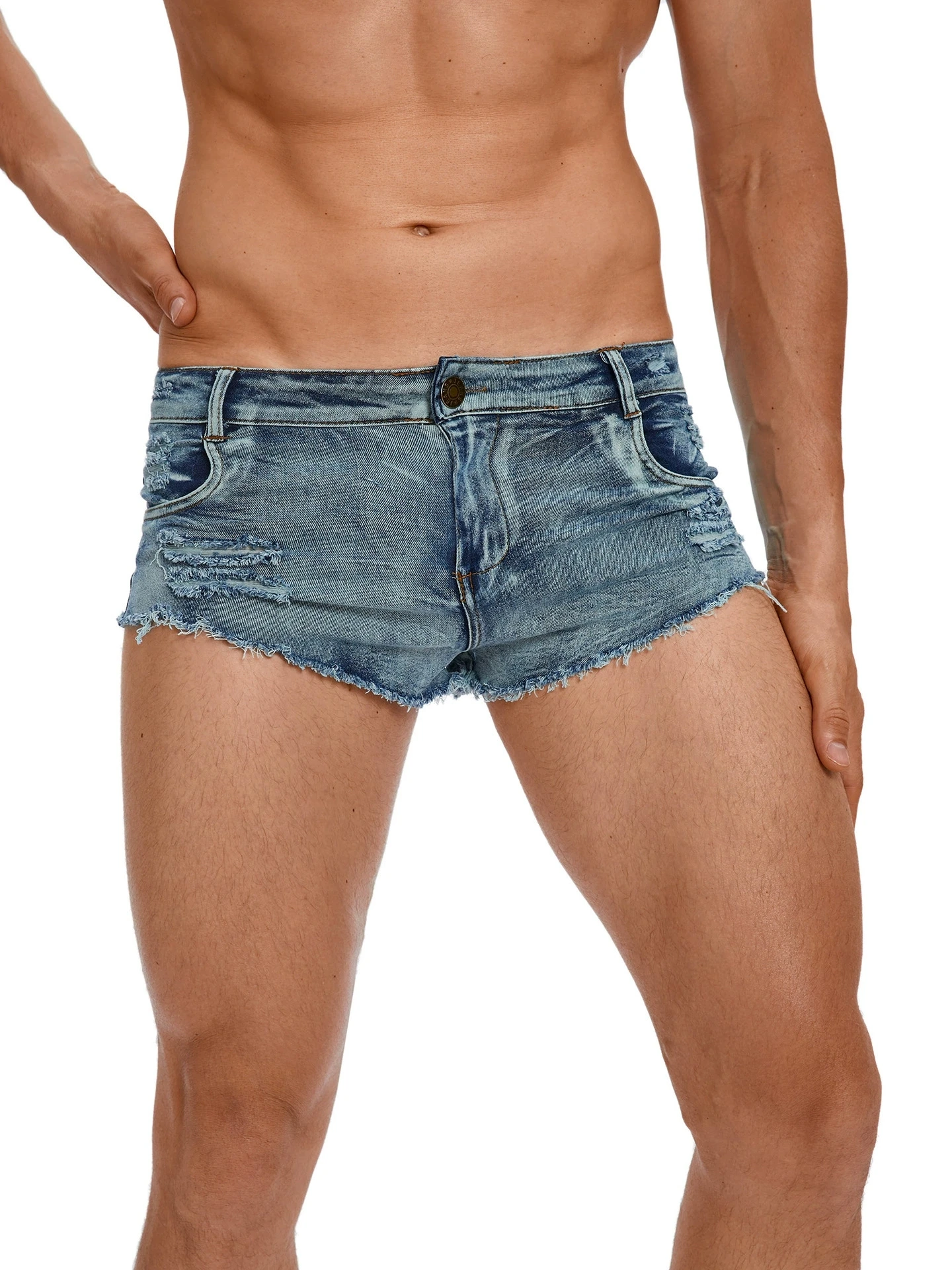 Men's Low Waist Jeans Shorts F - Skinny Jeans Ripped ulasan dan harga